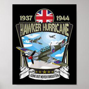 Poster Deuxième Guerre mondiale Avion britannique Hawker 