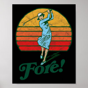 Poster Devant ! Femme de golf vintage rétro drôle golfeus