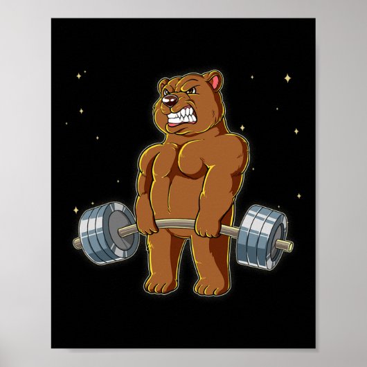 Poster Développé couché d'haltères de gym d'ours (Devant)