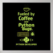 Poster Développeur Python drôle – Alimenté par les bugs d (Devant)