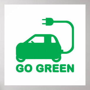 Poster Devenez écolo ~ Conduite de voitures électriques