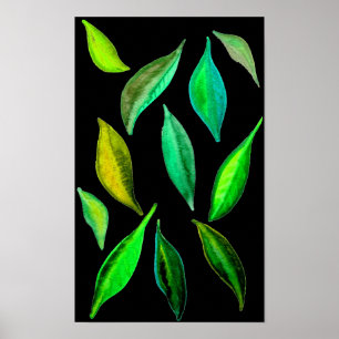 Poster Devenez écolo éco feuille aquarelle illustration