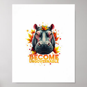 Poster Devenez ingouvernable Retro Baby Hippo Moo Deng Au
