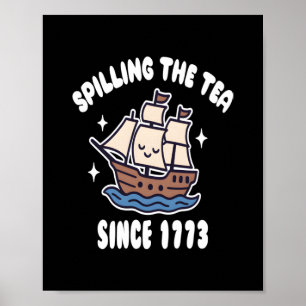 Poster Déverser Le Thé Depuis 1773 - Amusant Jeu D'Histoi