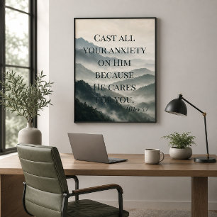 Poster Déversez Votre Anxiété sur Lui Écriture de la Mont