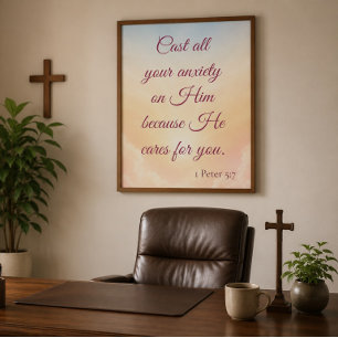 Poster Déversez Votre Anxiété sur Lui Lever de Soleil Pas