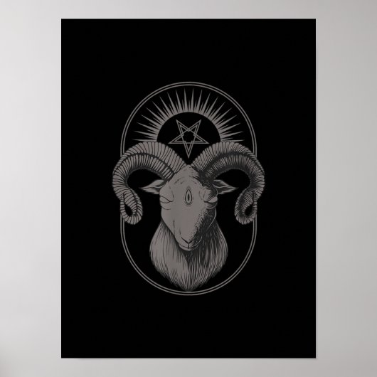 Poster Devil Goat Pentagram Baphomet Satan Occult Satanic (Devant)