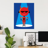 Poster Devil Superhero caractère gras rouge et bleu (Bureau à domicile)