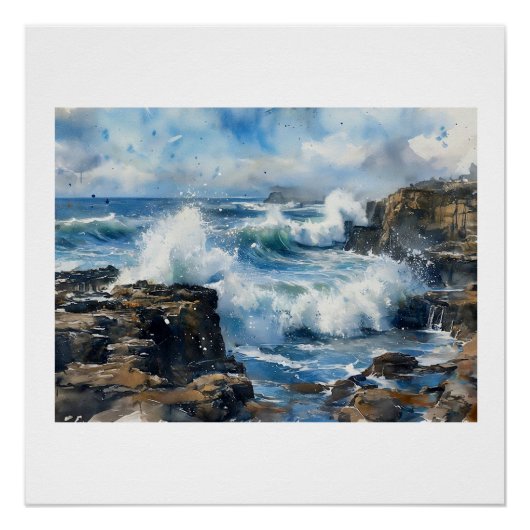 Poster Devils Churn Waves Against Rocks,  (Devant)