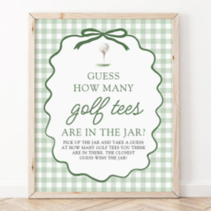 Poster Devine Combien de Tés de Golf Bébé Fête Verte de G