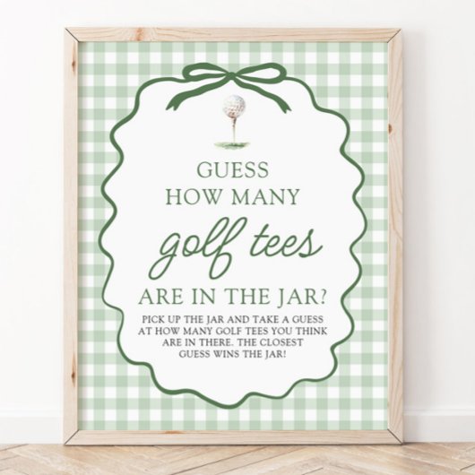 Poster Devine Combien de Tés de Golf Bébé Fête Verte de G