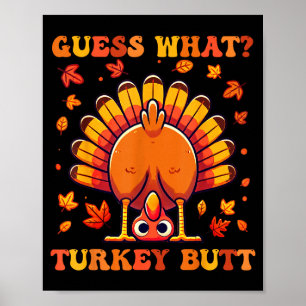 Poster Devine quoi Dinde Fessier Drôle Thanksgiving Garço