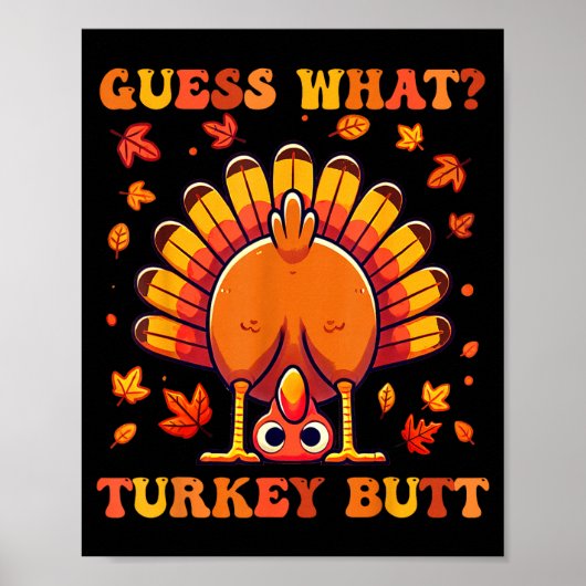 Poster Devine quoi Dinde Fessier Drôle Thanksgiving Garço (Devant)