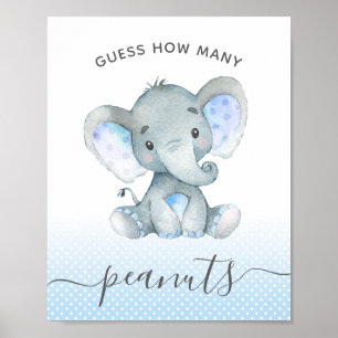 Poster Devinez combien d'arachides Baby shower d'éléphant