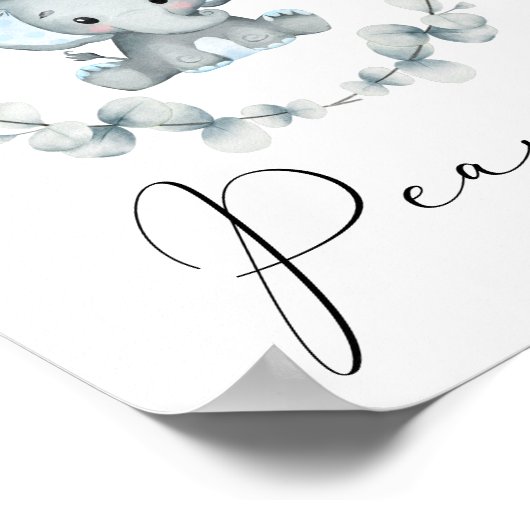 Poster Devinez combien d'arachides éléphant Baby shower j (Coin)