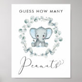 Poster Devinez combien d'arachides éléphant Baby shower j (Devant)
