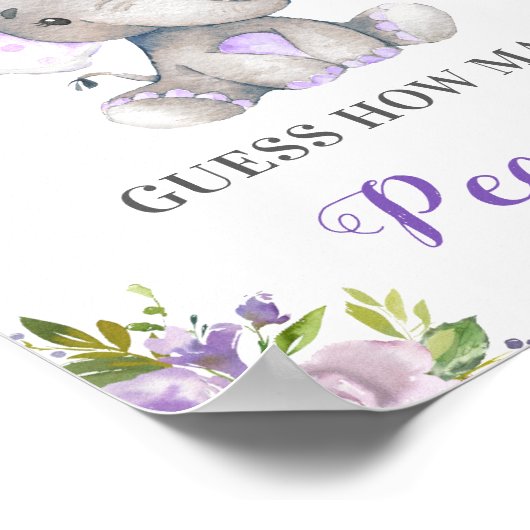 Poster Devinez combien d'arachides éléphant Baby shower j (Coin)