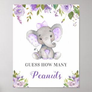 Poster Devinez combien d'arachides éléphant Baby shower j