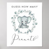 Poster Devinez combien d'arachides éléphant Baby shower j (Devant)