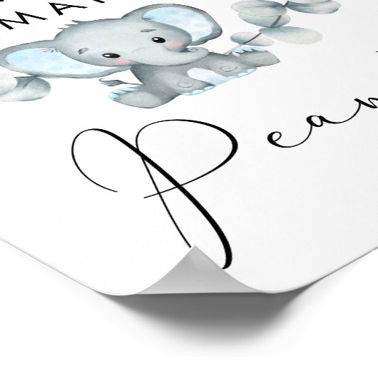 Poster Devinez combien d'arachides éléphant Baby shower j (Coin)