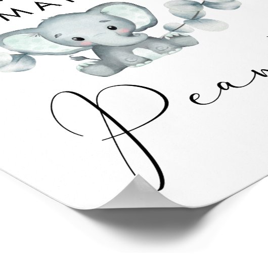 Poster Devinez combien d'arachides éléphant Baby shower j (Coin)