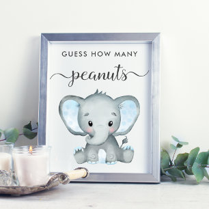 Poster Devinez combien d'arachides éléphant bébé garçon d