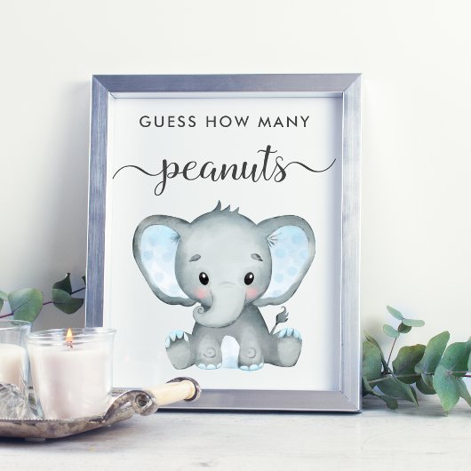 Poster Devinez combien d'arachides éléphant bébé garçon d