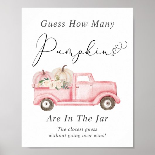 Poster Devinez combien de Baby showers Citrouille jeu (Devant)