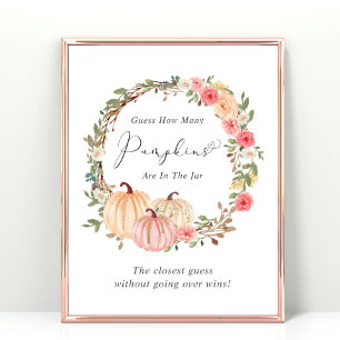 Poster Devinez combien de Baby showers Citrouille jeu