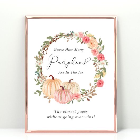 Poster Devinez combien de Baby showers Citrouille jeu