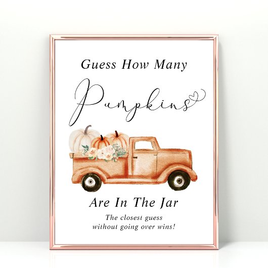 Poster Devinez combien de Baby showers Citrouille jeu