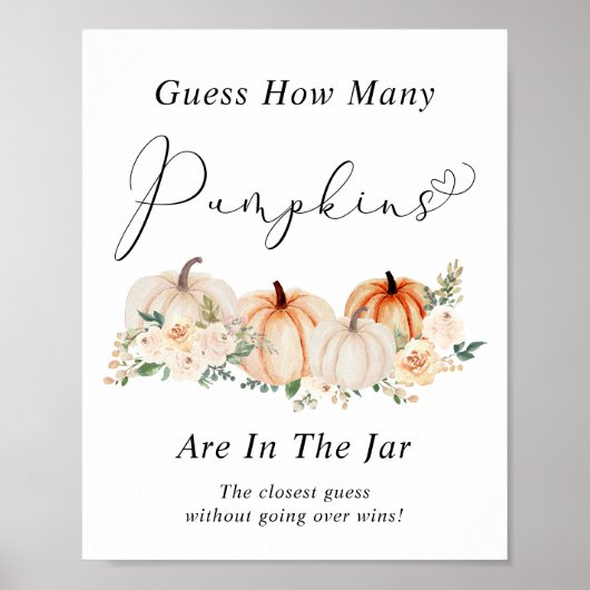 Poster Devinez combien de Baby showers Citrouille jeu (Devant)