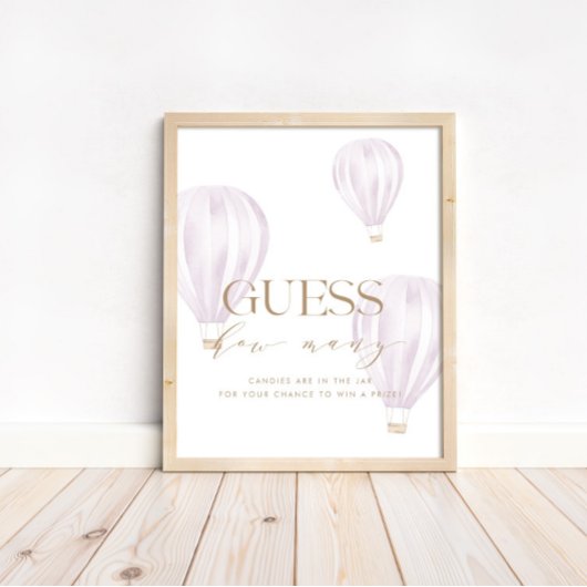 Poster Devinez combien de Baby showers Jeu Signer Douche
