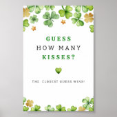 Poster Devinez combien de baisers Baby shower Jeu Signe (Devant)