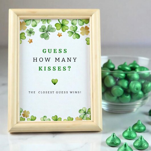 Poster Devinez combien de baisers Baby shower Jeu Signe