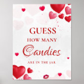 Poster Devinez combien de baisers enseigne de Baby Shower (Devant)