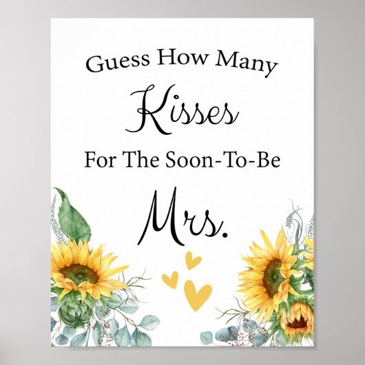 Poster Devinez combien de baisers Jeu de Baby Shower de M (Devant)