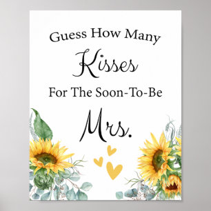 Poster Devinez combien de baisers Jeu de Baby Shower Mari