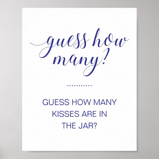 Poster Devinez combien de baisers Jeu de Baby Shower Mari (Devant)