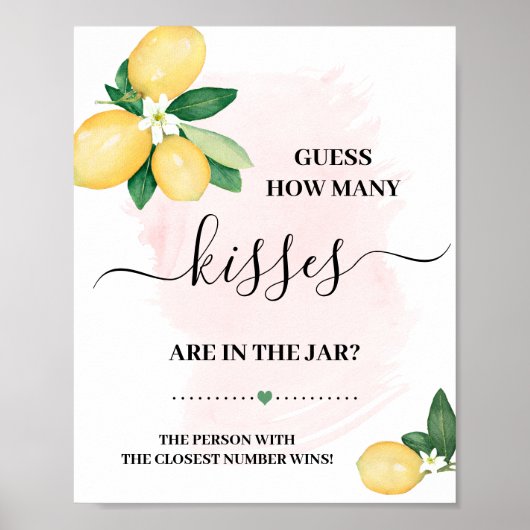 Poster Devinez combien de baisers Lemons Pink Shower Game (Devant)
