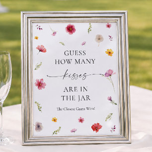 Poster Devinez combien de baisers pour une Baby Shower de