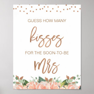 Poster Devinez combien de baisers pour une Baby Shower Fl