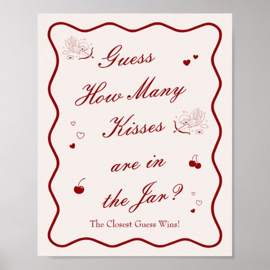 Poster Devinez Combien de Baisers pour une Baby Shower su (Devant)
