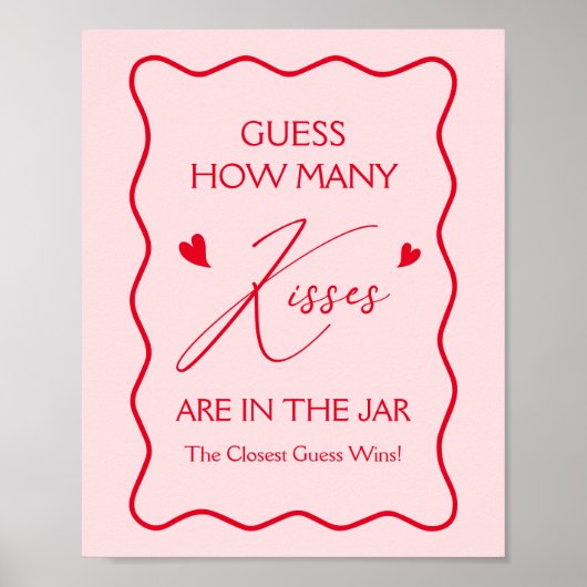 Poster Devinez combien de baisers Valentines Fête des mar (Devant)