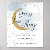 Poster Devinez combien de bleu sur la lune Baby shower je (Devant)