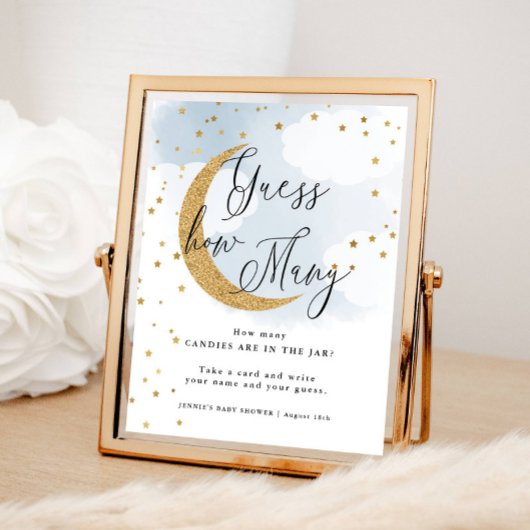 Poster Devinez combien de bleu sur la lune Baby shower je