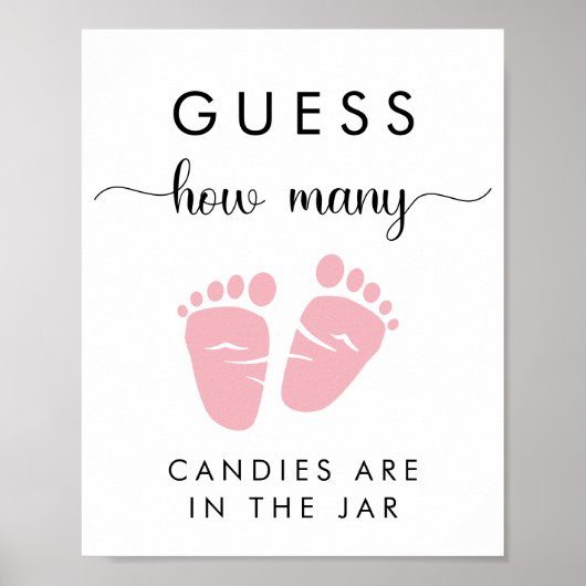 Poster Devinez combien de bonbons bébé fille douche jeu (Devant)