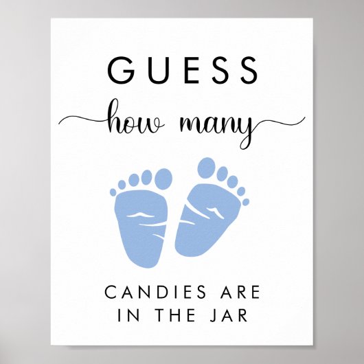 Poster Devinez combien de bonbons bébé garçon douche jeu (Devant)