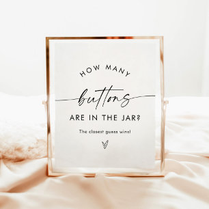 Poster Devinez combien de boutons jeu   Baby shower neutr