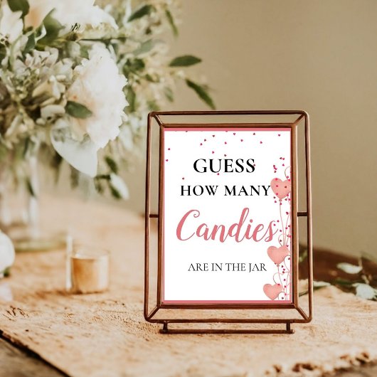 Poster Devinez combien de Candy valentine Fête des mariée